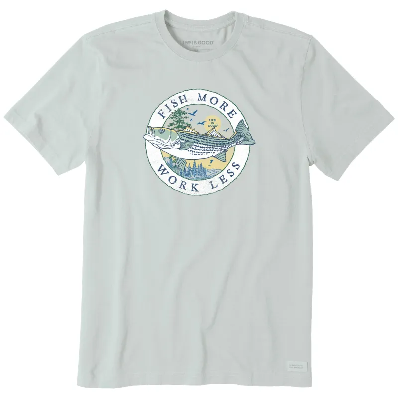 Men's Fineline Fish More Work Less Short Sleeve Crusher Tee sold by Life is Good