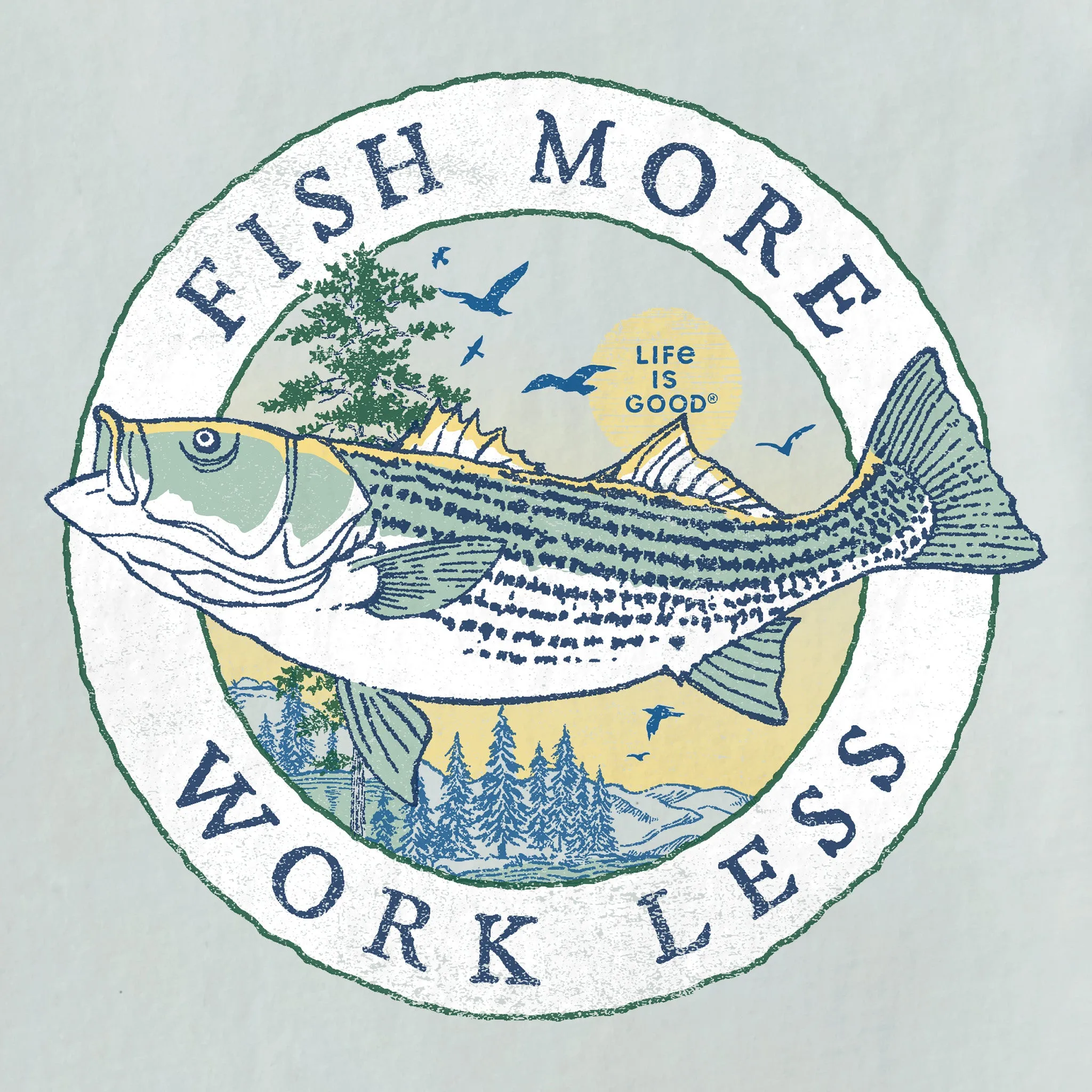 Men's Fineline Fish More Work Less Short Sleeve Crusher Tee sold by Life is Good product image thumbnail 2