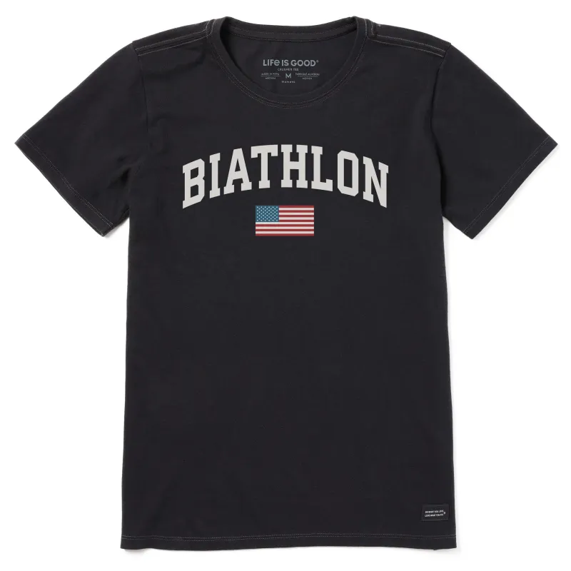 Women's Biathlon Arch Short Sleeve Crusher Tee sold by Life is Good