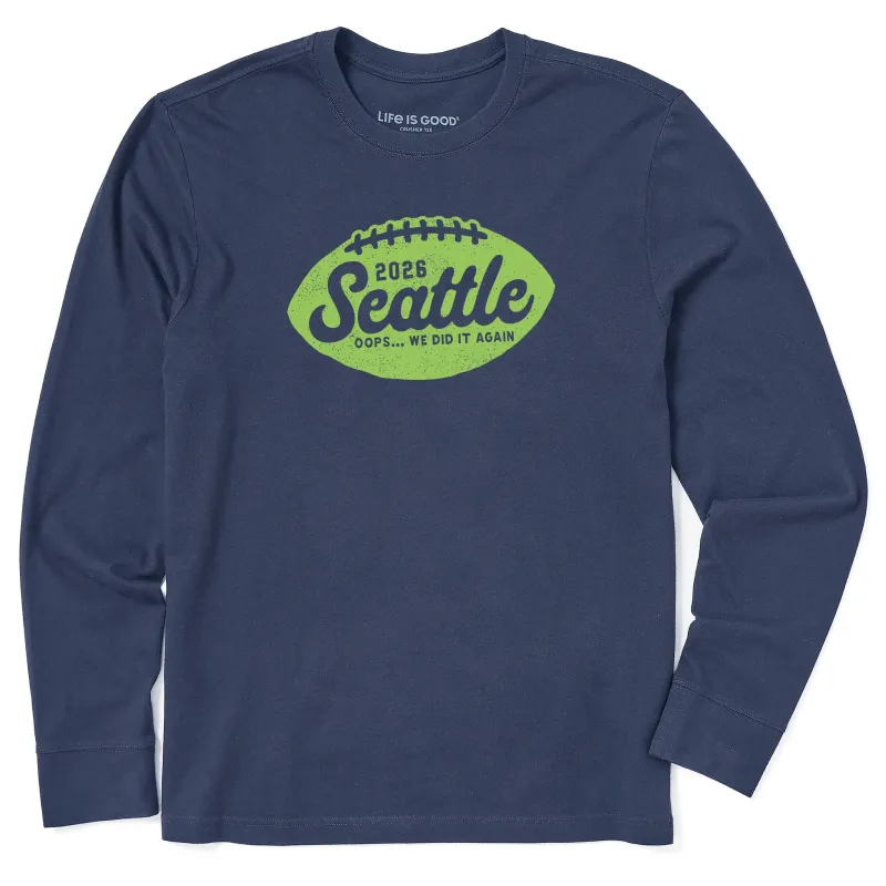 Men's Seattle Did it Again 2026 Long Sleeve Crusher Tee sold by Life is Good
