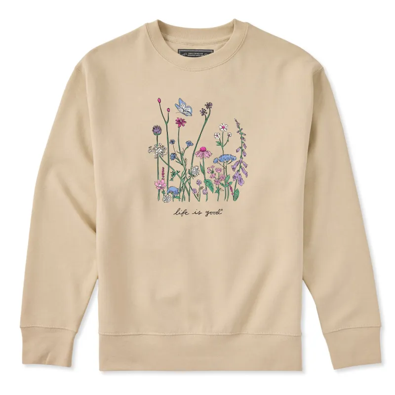 Adult Unisex Realaxed Wildflowers Every Wear Crew Sweatshirt made by Life is Good