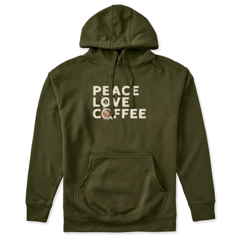 Adult Unisex Peace Love & Coffee Every Wear Hoodie Sweatshirt made by Life is Good