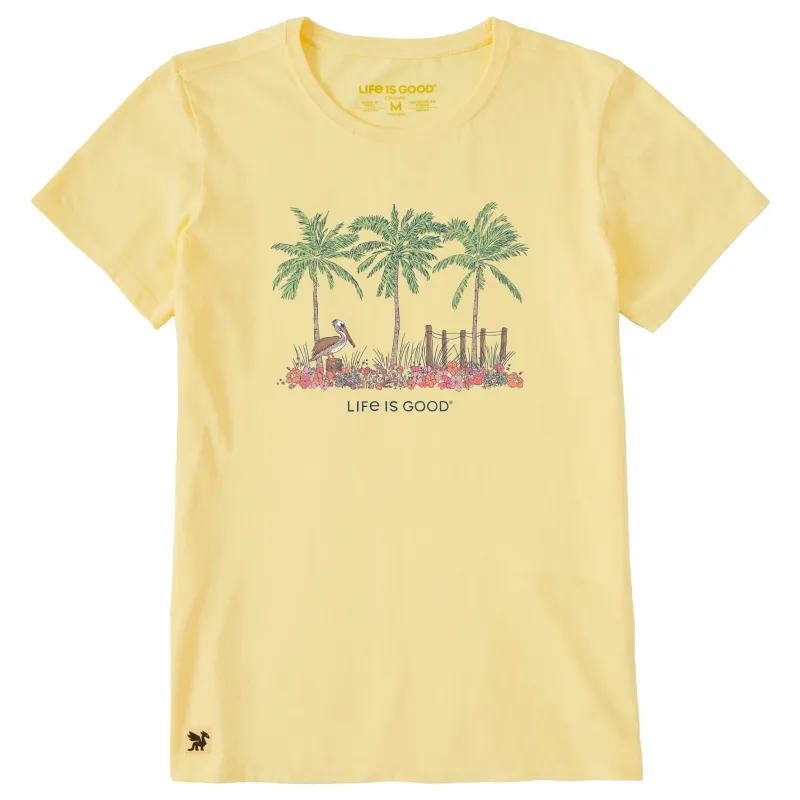Women's Pelican Palm Flowerbed Short Sleeve Crusher Tee sold by Life is Good