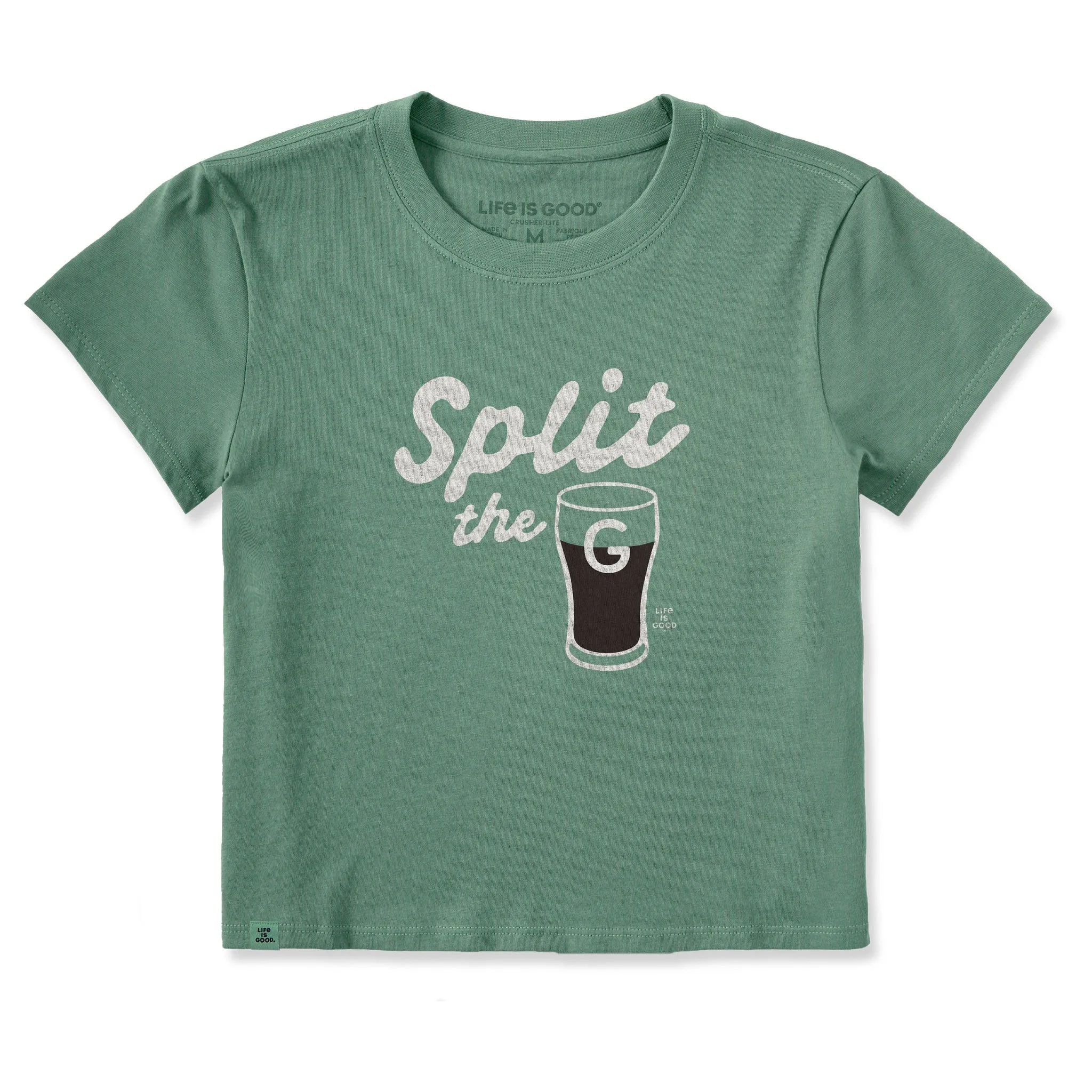Women's Split the G Script Crusher-LITE Shrunken Tee sold by Life is Good