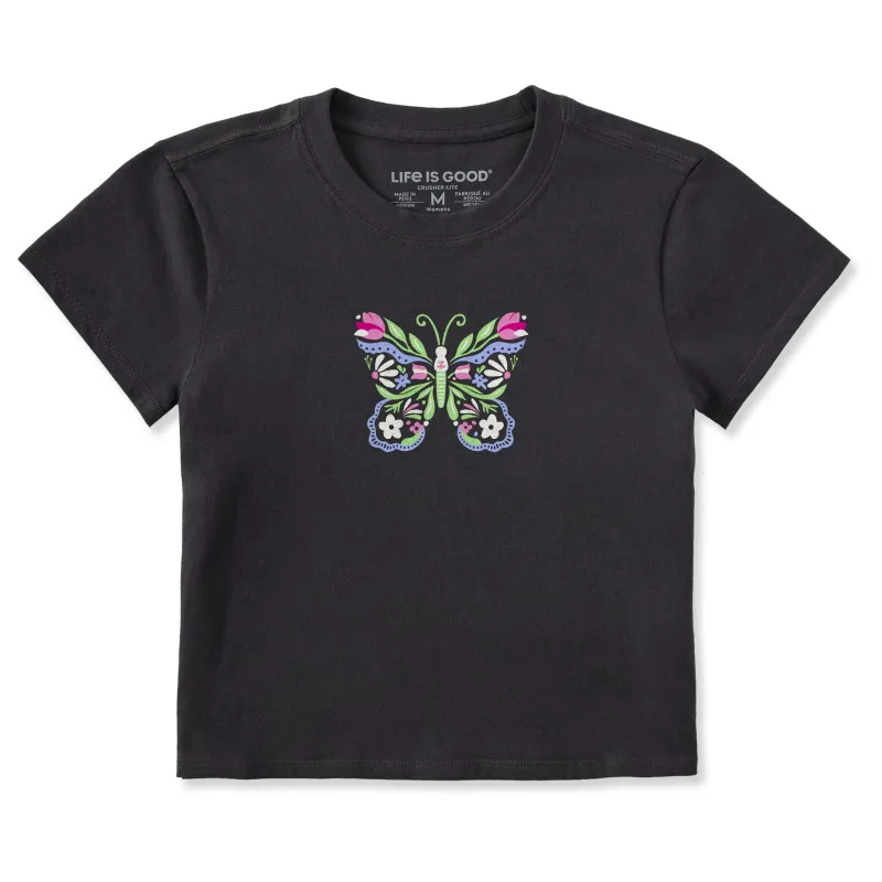 Women's Floral be the Butterfly Crusher-LITE Shrunken Tee sold by Life is Good