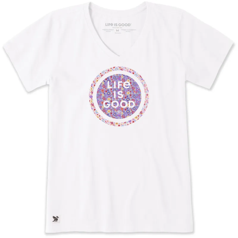 Women's Floral LIG Coin Short Sleeve Vee sold by Life is Good