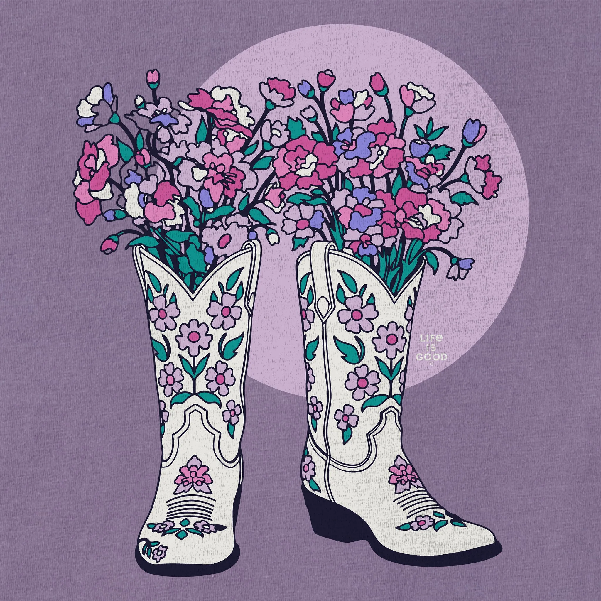 Women's Foral Cowgirl Boots Short Sleeve Crusher Tee sold by Life is Good product image thumbnail 2