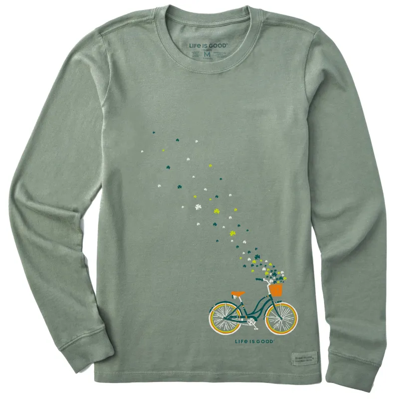 Women's Irish Bicycle Clovers Long Sleeve Crusher Tee sold by Life is Good