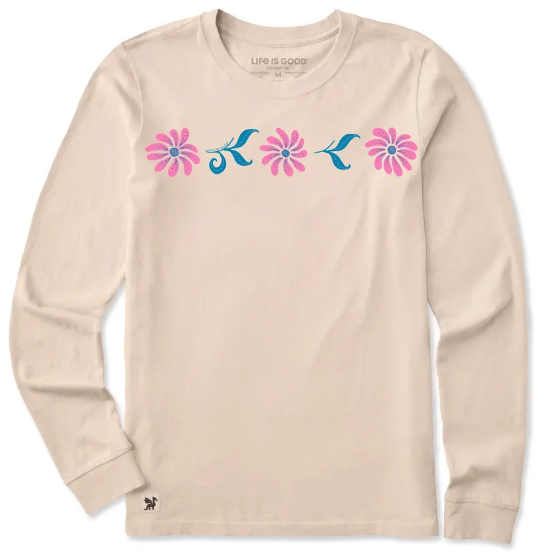 Women's Folk Daisies Long Sleeve Crusher Tee made by Life is Good