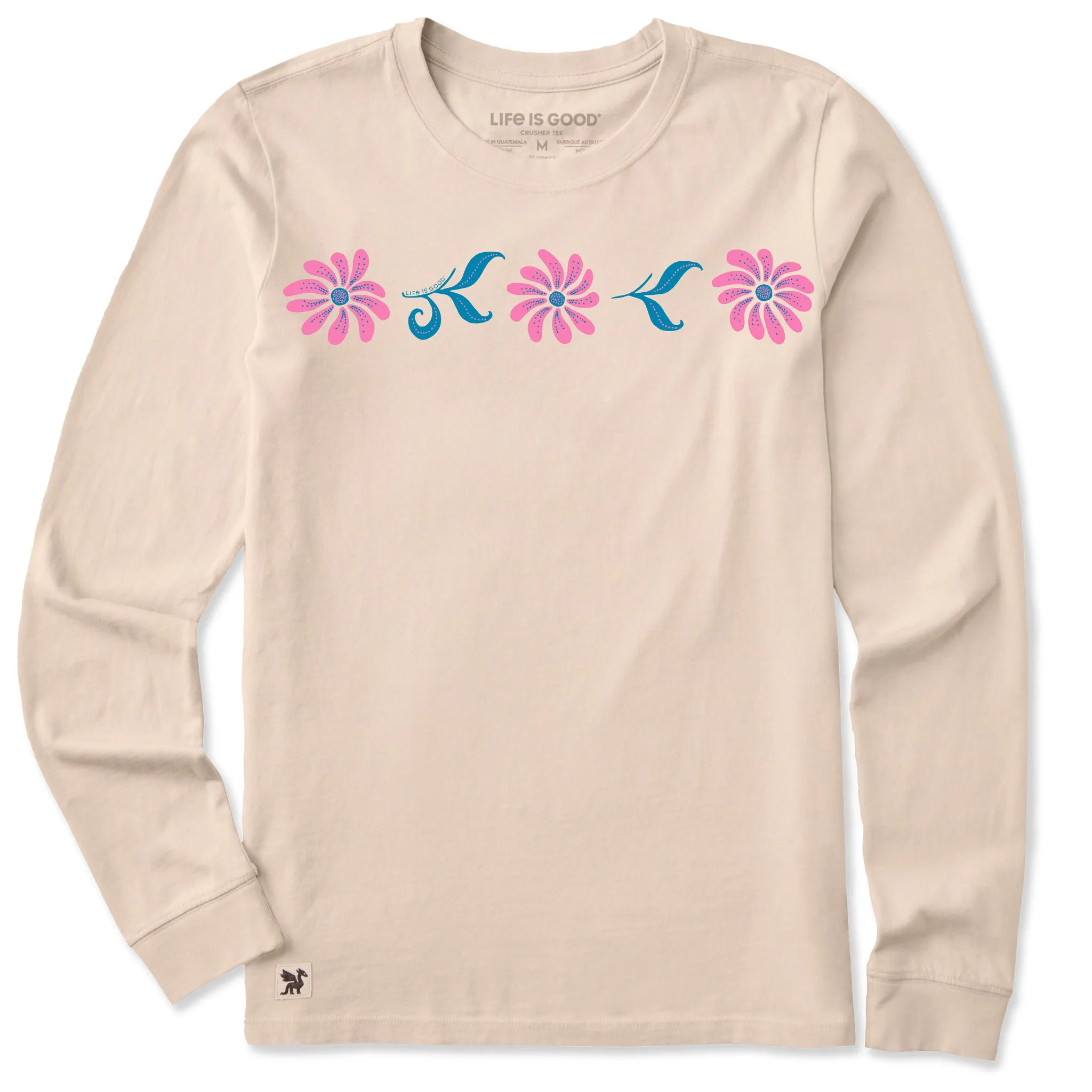 Women's Folk Daisies Long Sleeve Crusher Tee sold by Life is Good