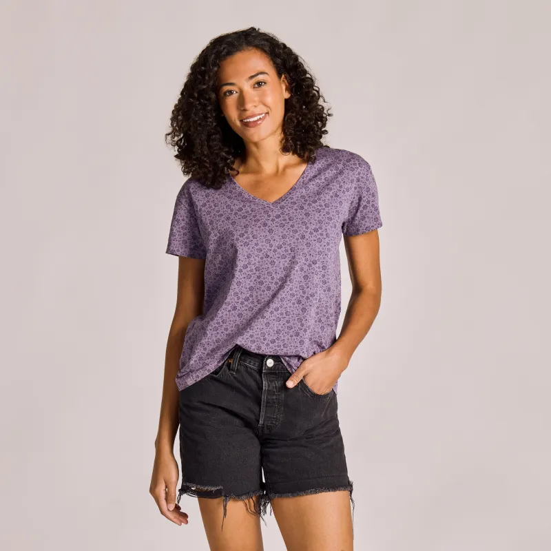 Women's Paw Floral Pattern Crusher-LITE Easy Vee sold by Life is Good