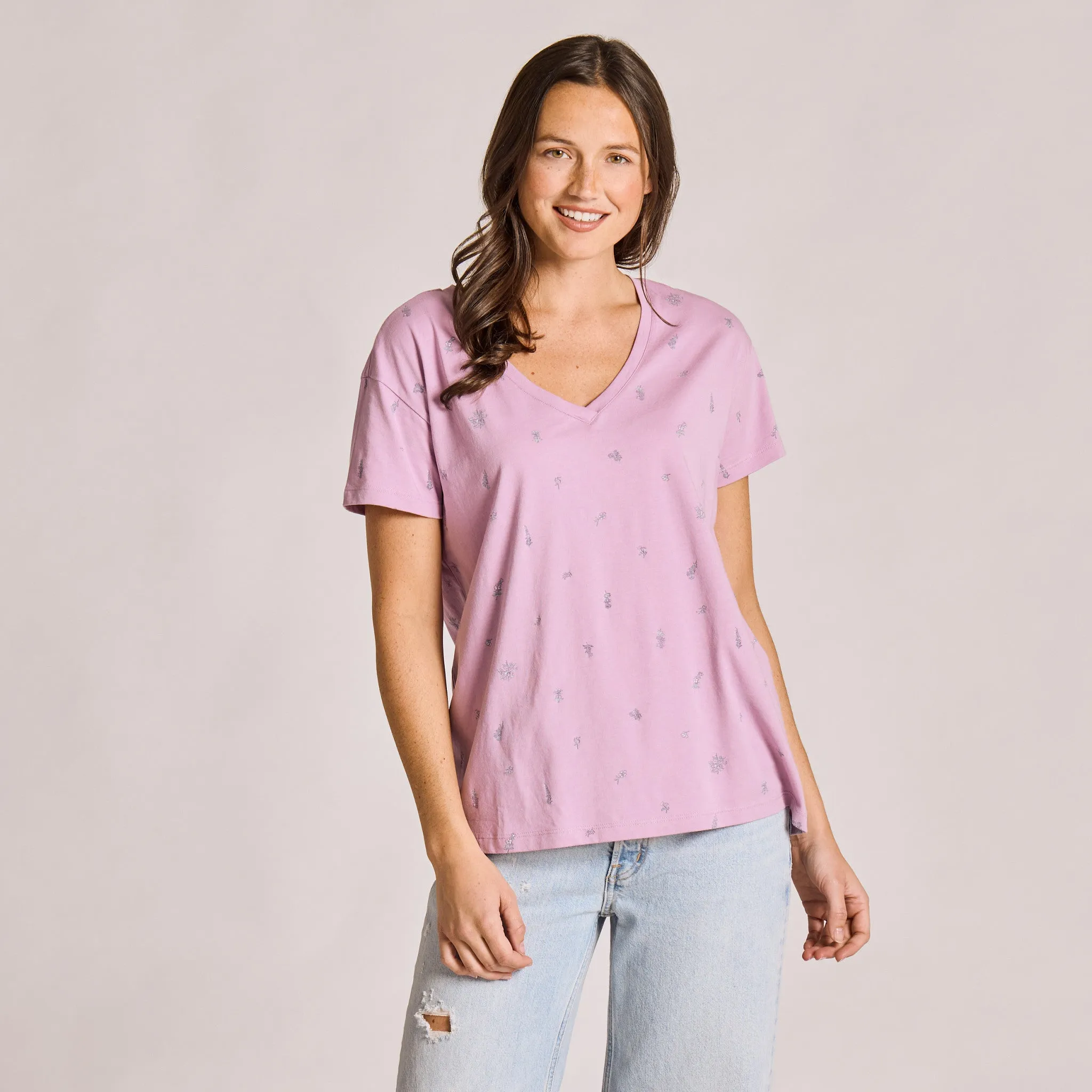 Women's Scattered Wildflower Pattern Crusher-LITE Easy Vee sold by Life is Good