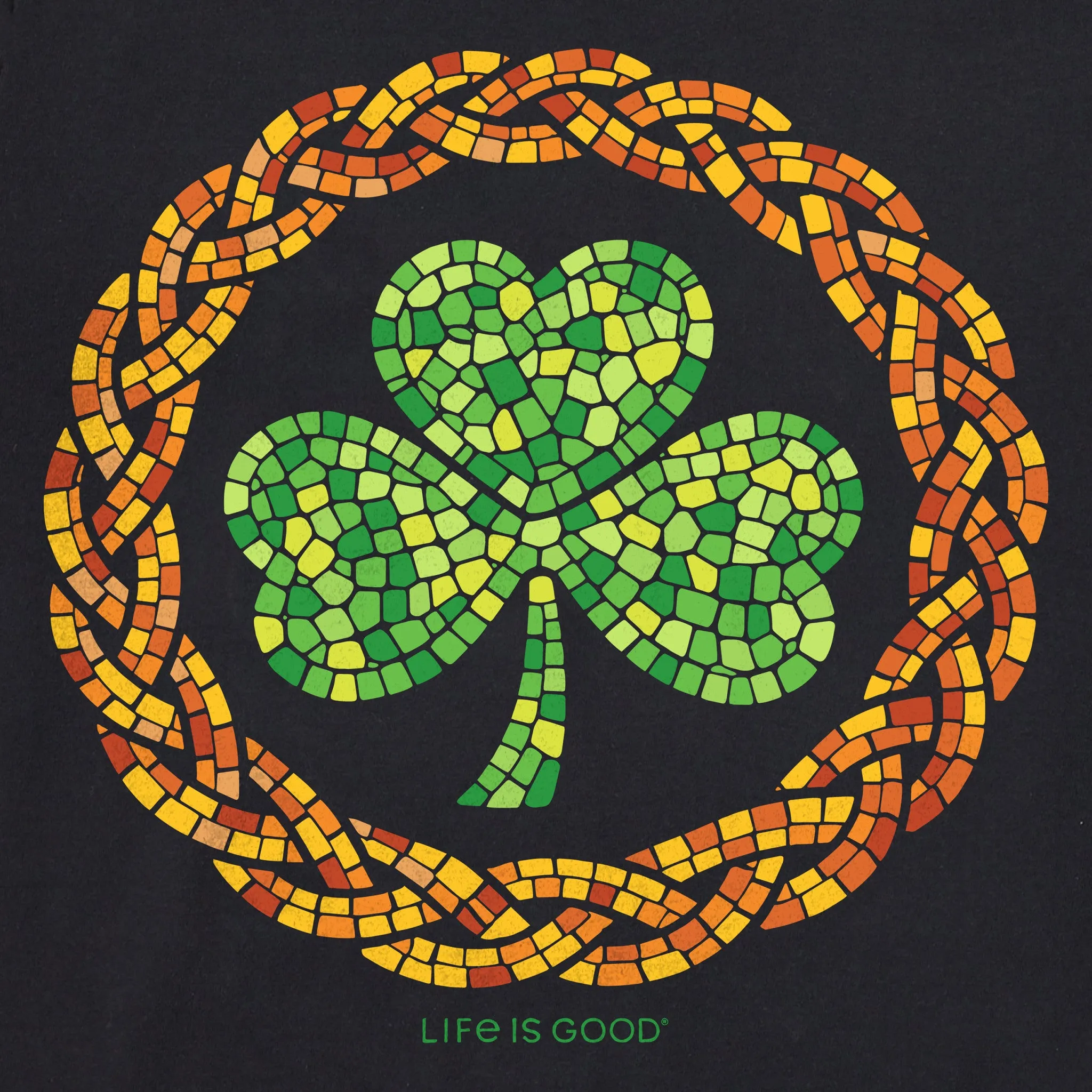 Men's Mosaic Shamrock Knots Short Sleeve Crusher Tee sold by Life is Good product image thumbnail 2