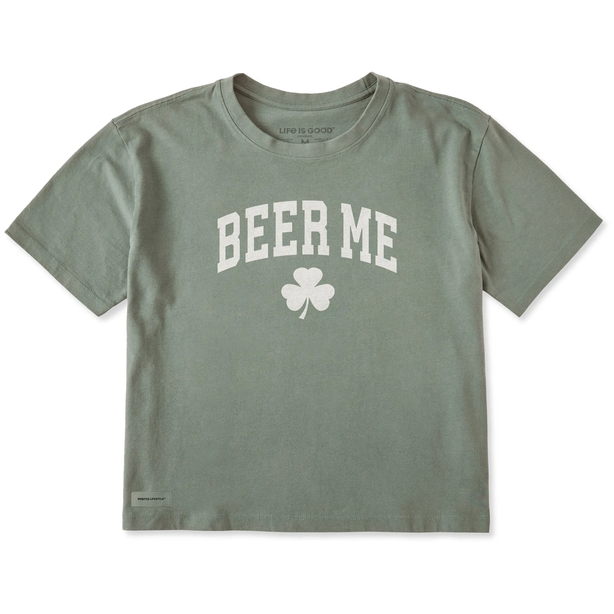 Women's Beer Me Shamrock Arch Short Sleeve Crusher Boxy Tee sold by Life is Good