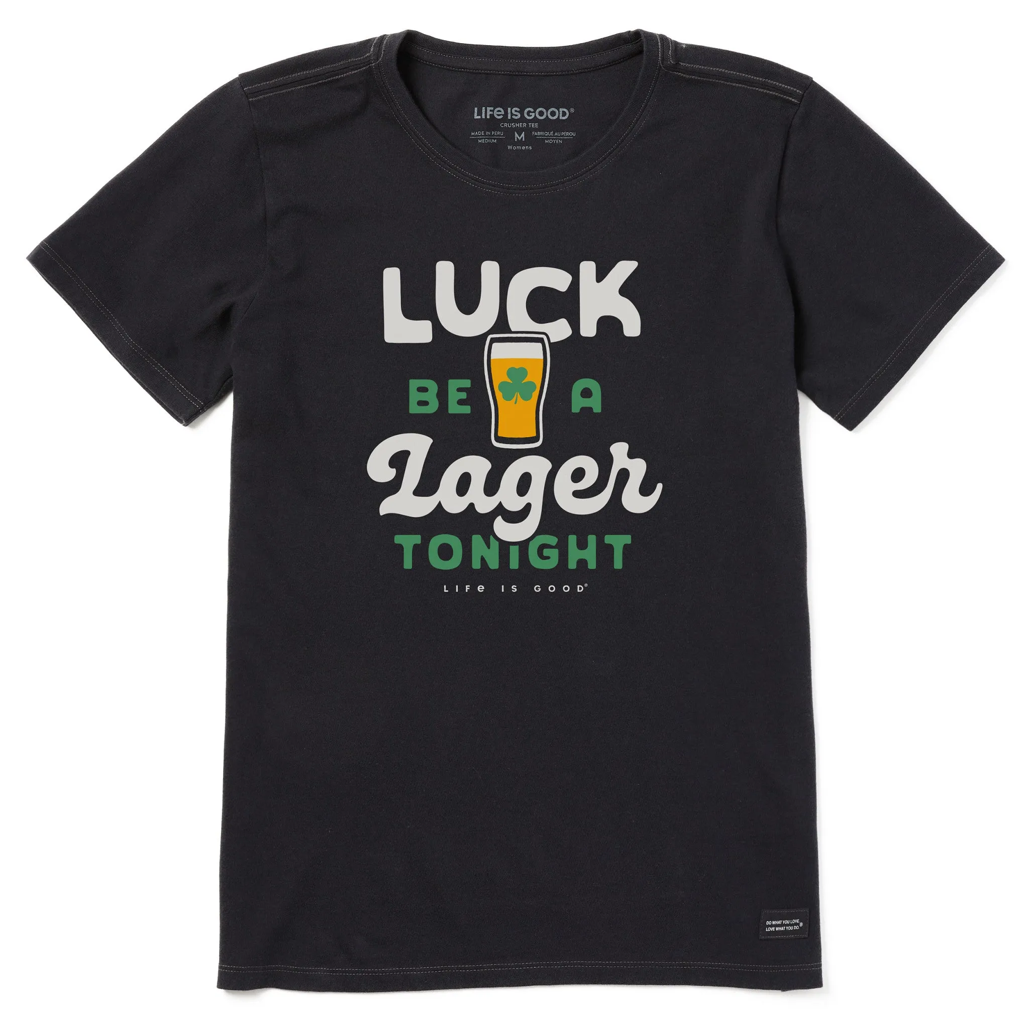 Women's Luck be a Lager Tonight Short Sleeve Crusher Tee sold by Life is Good
