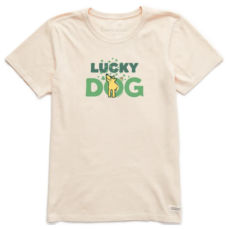 Women's Lucky Dog Rocket Short Sleeve Crusher Tee sold by Life is Good
