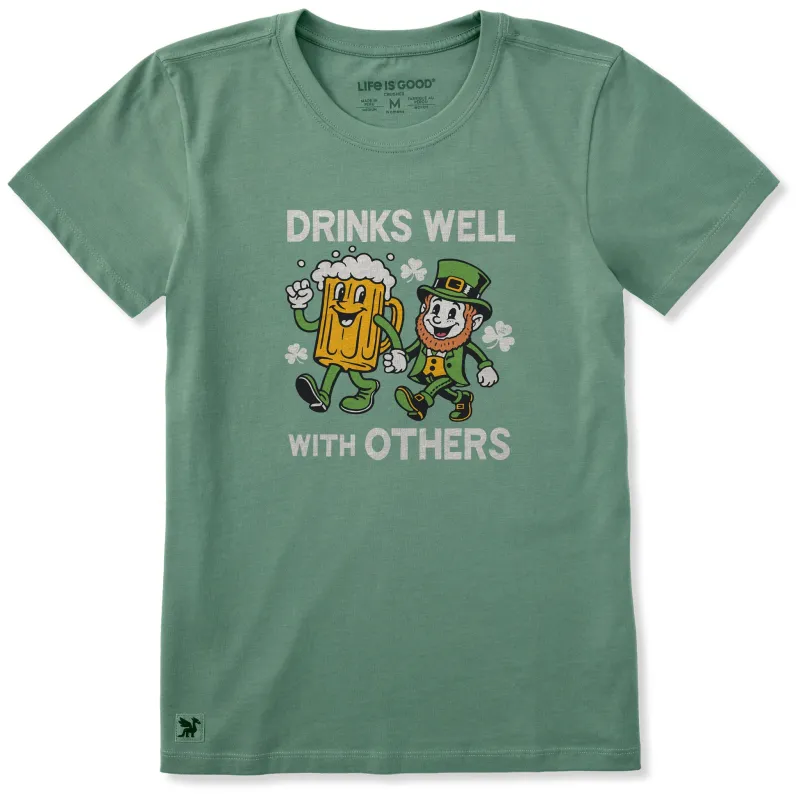 Women's Drinks Well With Others Leprechaun Short Sleeve Crusher Tee sold by Life is Good