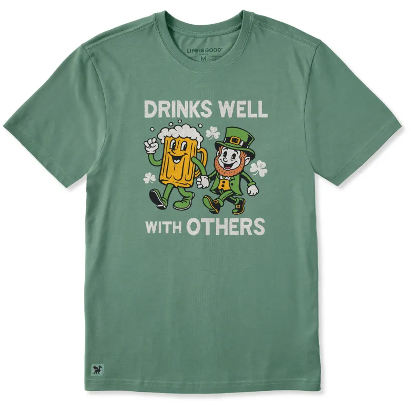Men's Drinks Well With Others Leprechaun Short Sleeve Crusher Tee sold by Life is Good