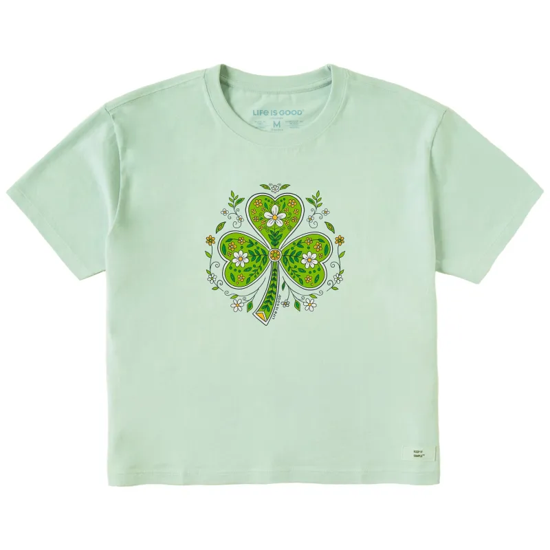 Women's Doodle Shamrock Short Sleeve Crusher Boxy Tee made by Life is Good