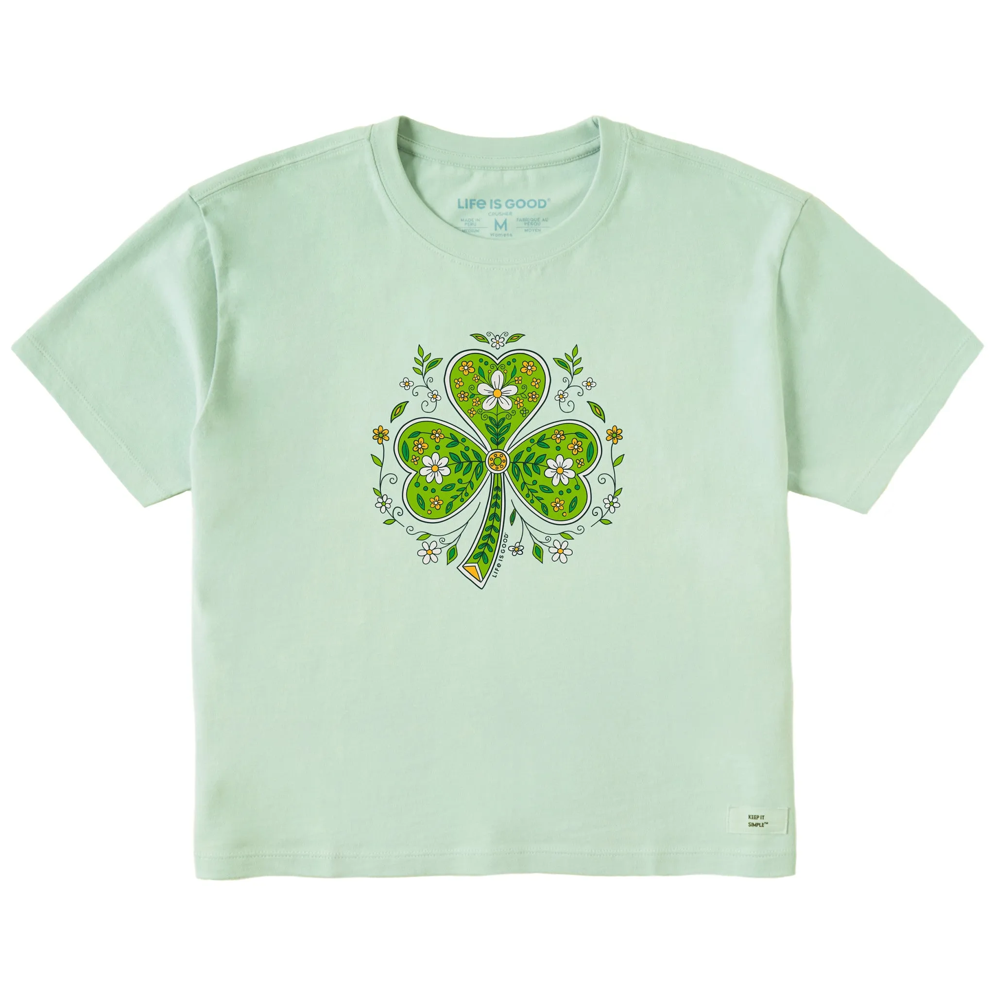 Women's Doodle Shamrock Short Sleeve Crusher Boxy Tee sold by Life is Good