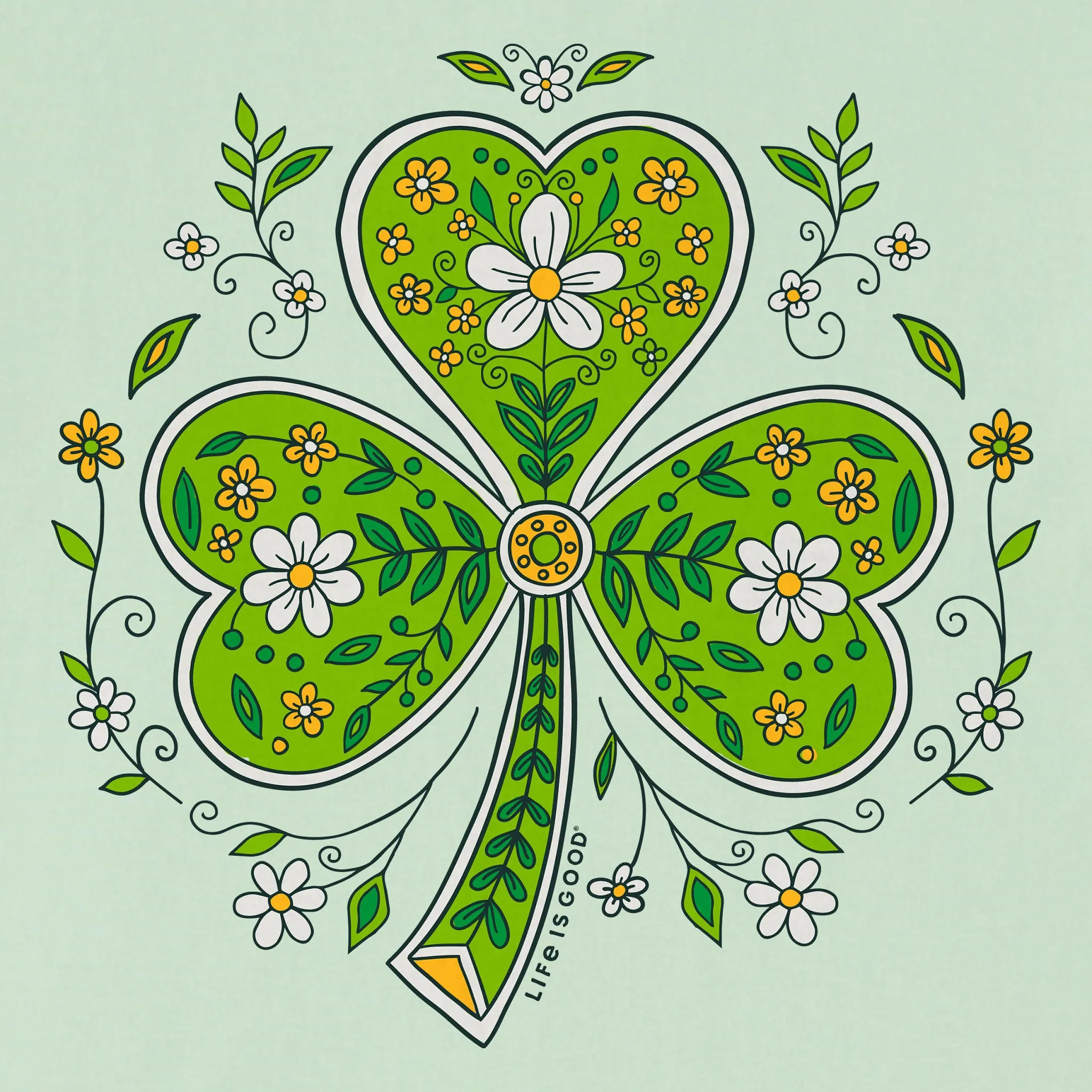 Women's Doodle Shamrock Short Sleeve Crusher Boxy Tee sold by Life is Good product image thumbnail 2