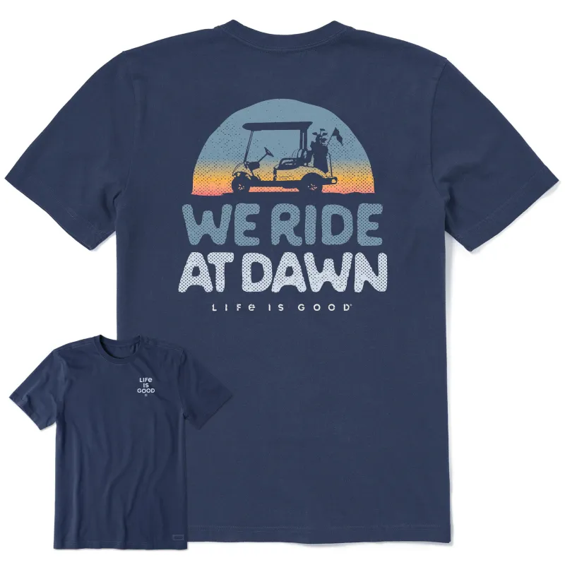 Men's We Ride at Dawn Golf Cart Short Sleeve Crusher-LITE Tee sold by Life is Good