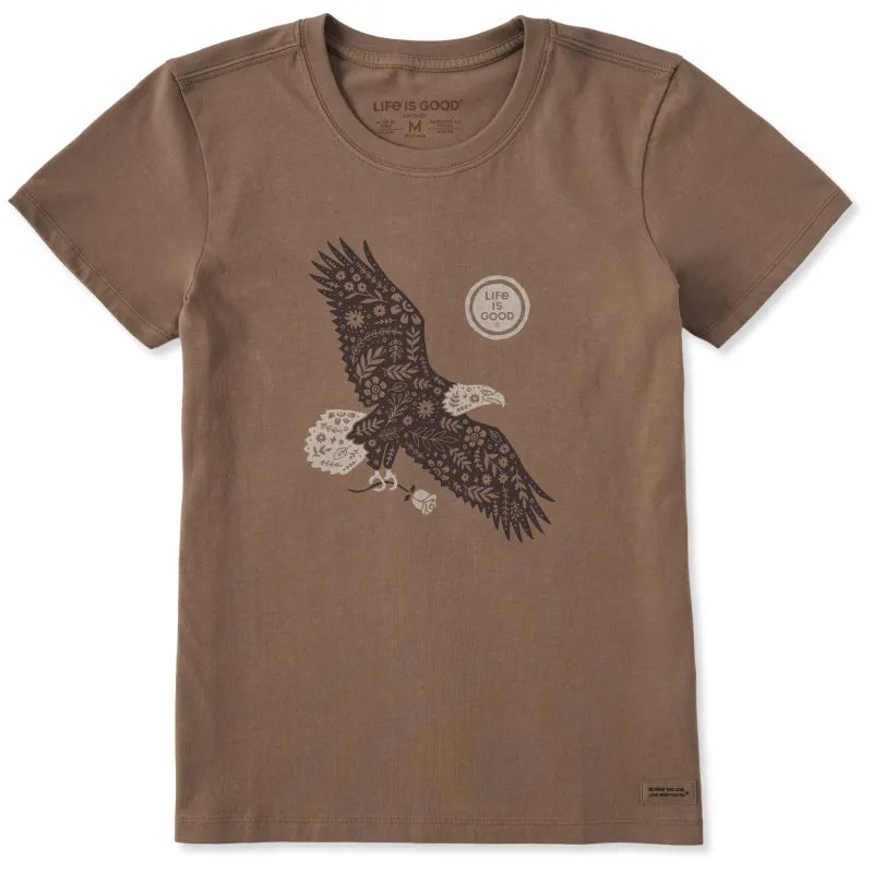 Women's Floral Eagle With Rose Short Sleeve Crusher-LITE Tee sold by Life is Good