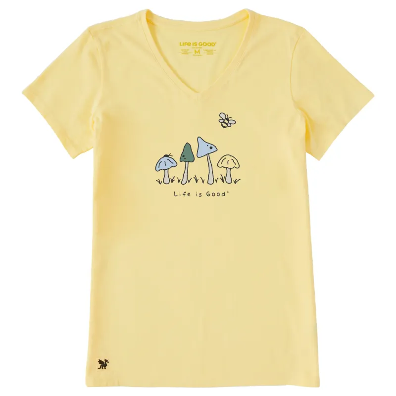 Women's Mushrooms Are Good Short Sleeve Crusher-LITE Vee sold by Life is Good