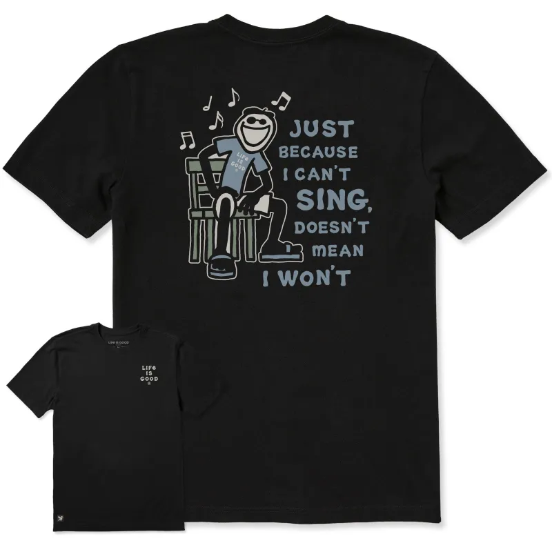Men's Jake can't Sing Short Sleeve Crusher Tee sold by Life is Good
