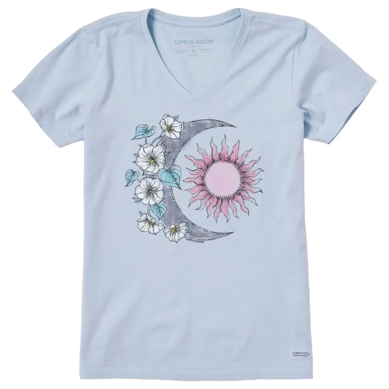Women's Sun In Floral Moon Short Sleeve Crusher Vee made by Life is Good