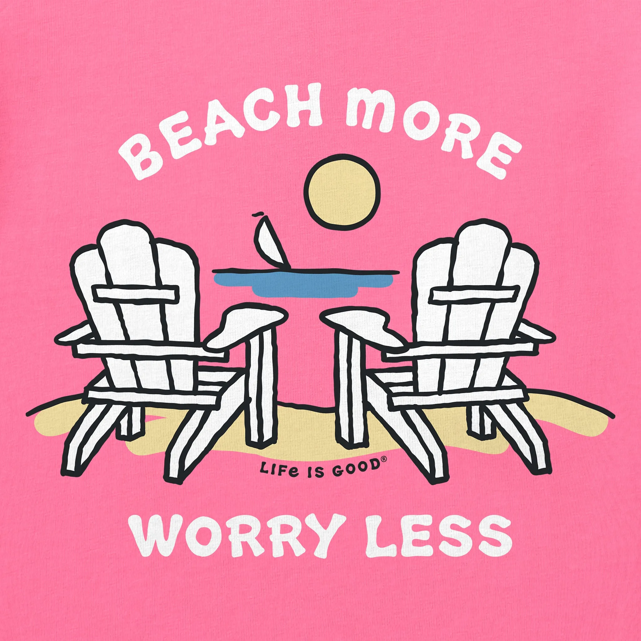 Women's Beach More Worry Less Adirondacks Short Sleeve Crusher-LITE Vee sold by Life is Good product image thumbnail 2