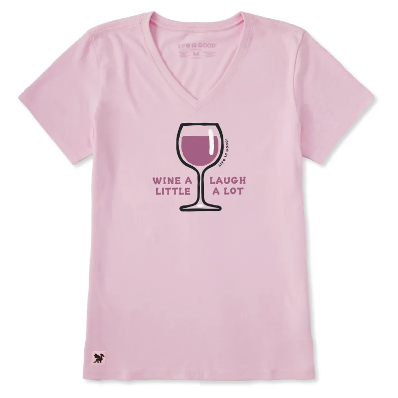Women's Wine a Laugh Little a Lot Short Sleeve Crusher-LITE Vee made by Life is Good
