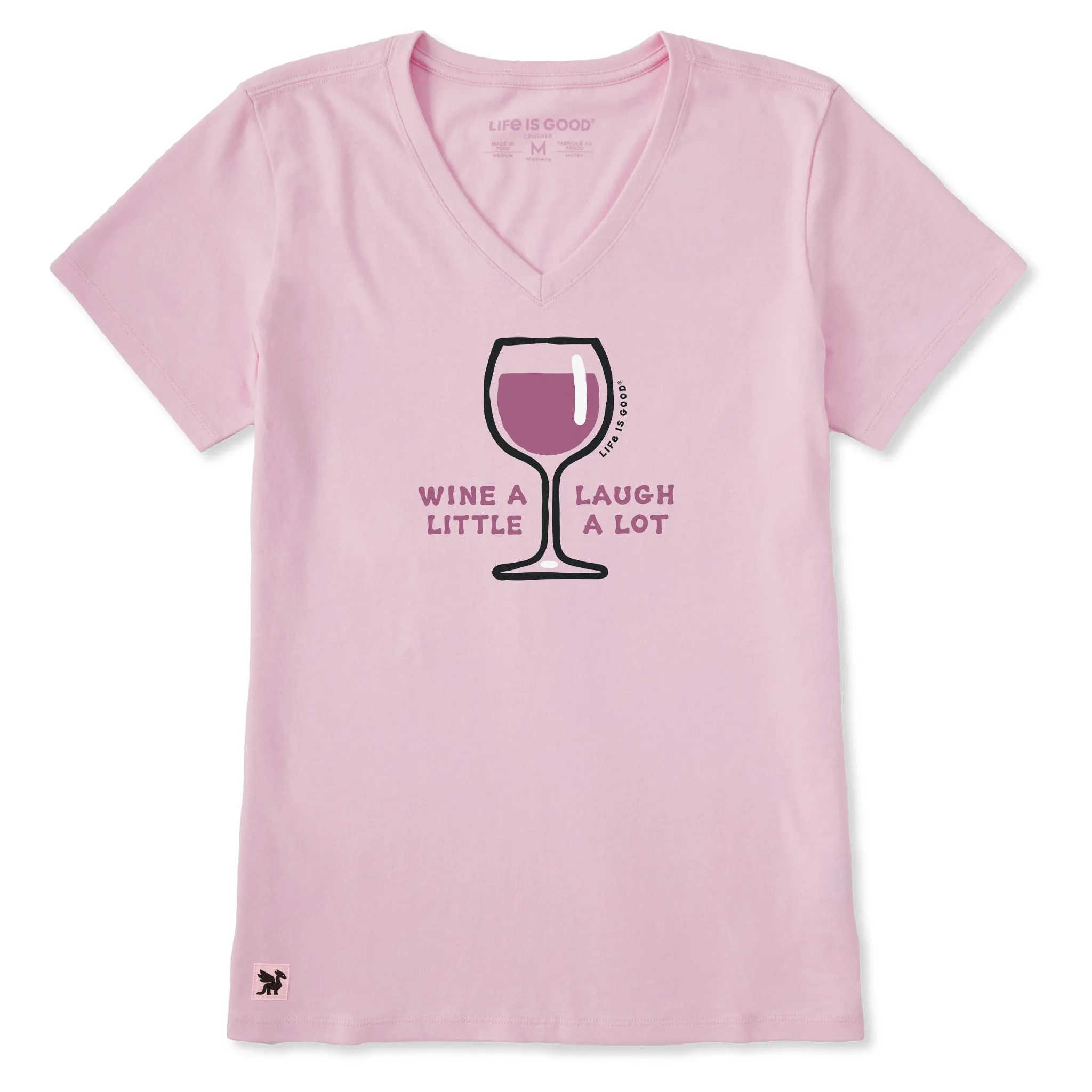 Women's Wine a Laugh Little a Lot Short Sleeve Crusher-LITE Vee sold by Life is Good