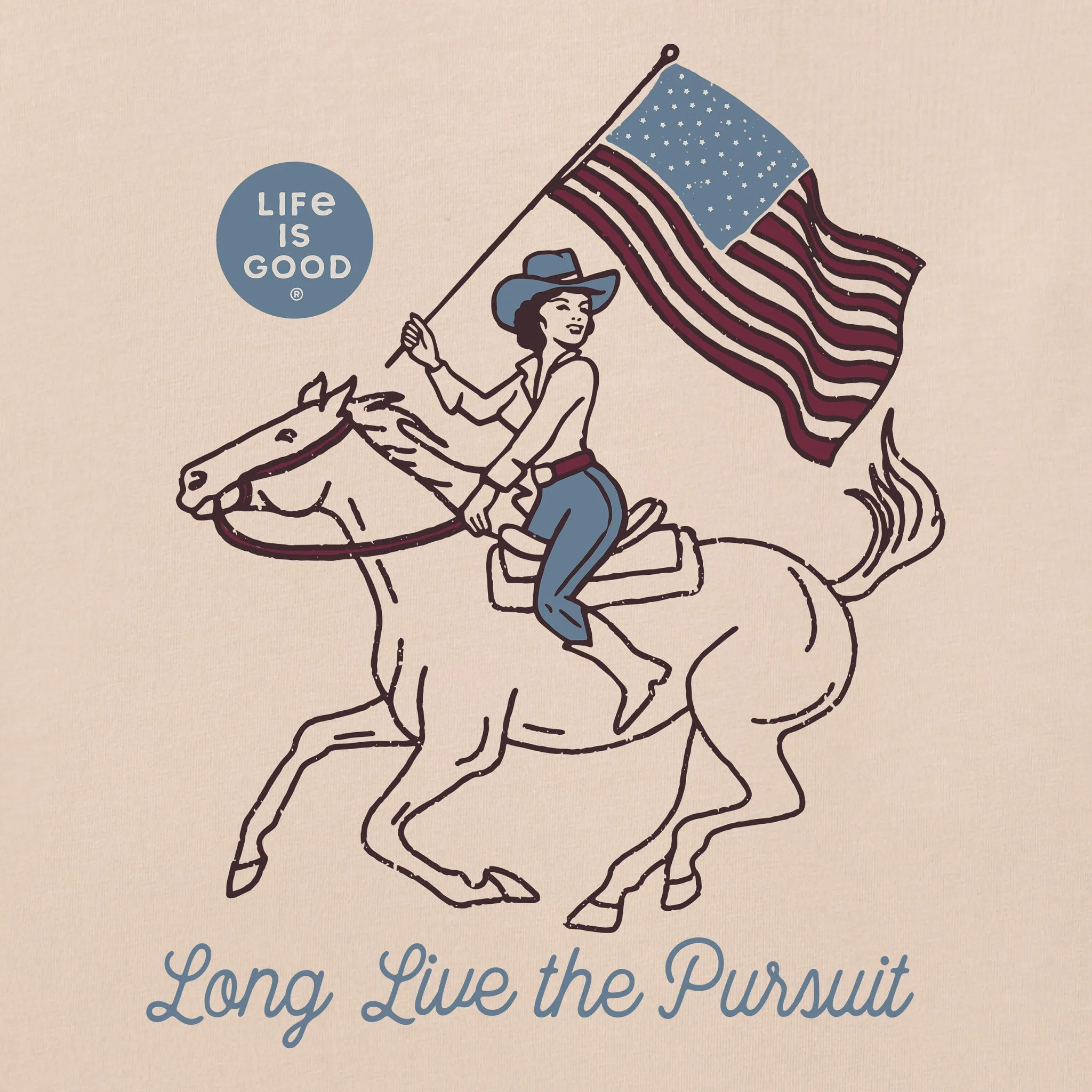Women's Long Live the Pursuit Cowgirl Flag Short Sleeve Crusher Tee sold by Life is Good product image thumbnail 2