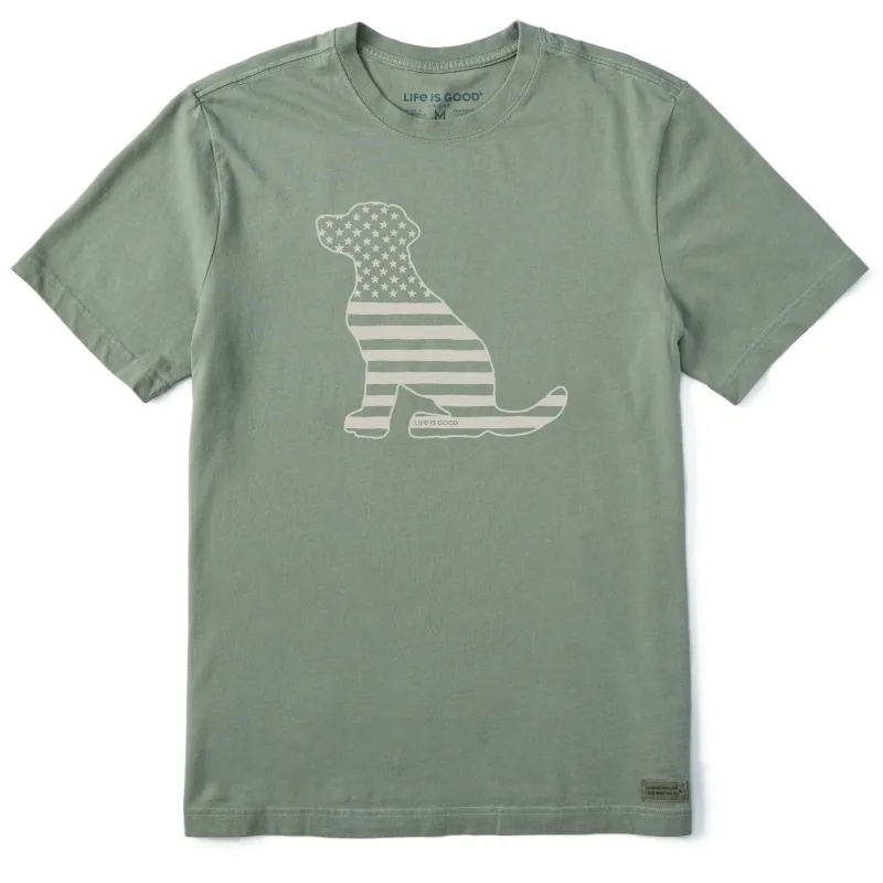 Men's American Flag dog Short Sleeve Crusher-LITE Tee sold by Life is Good