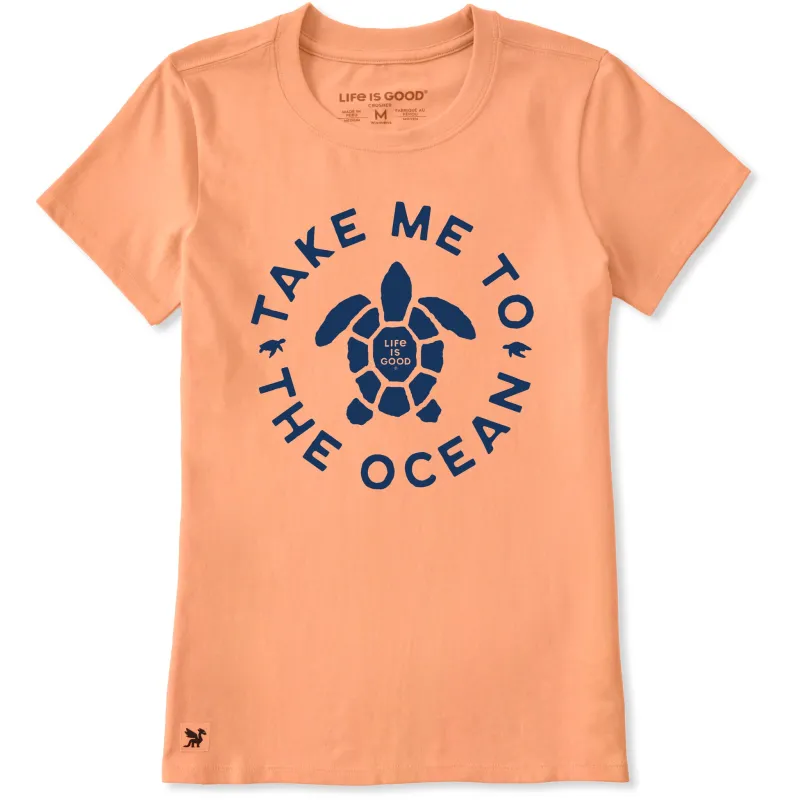 Women's Take Me To The Ocean Sea Turtle Circle Short Sleeve Crusher Tee sold by Life is Good