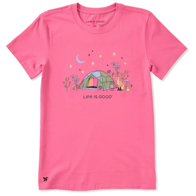 Women's Camping Fox Flowers Short Sleeve Crusher-LITE Tee sold by Life is Good