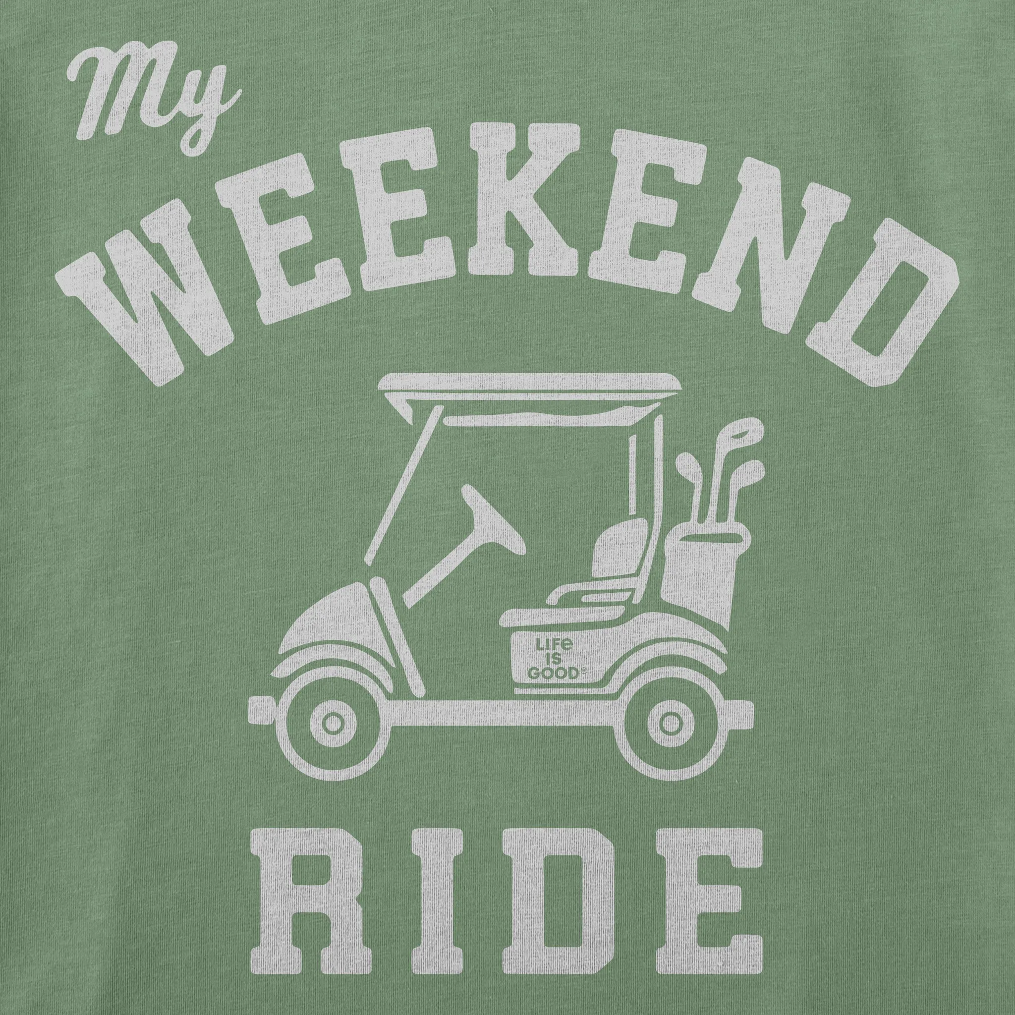 Men's Golf Cart My Weekend Ride Short Sleeve Crusher Tee sold by Life is Good product image thumbnail 2