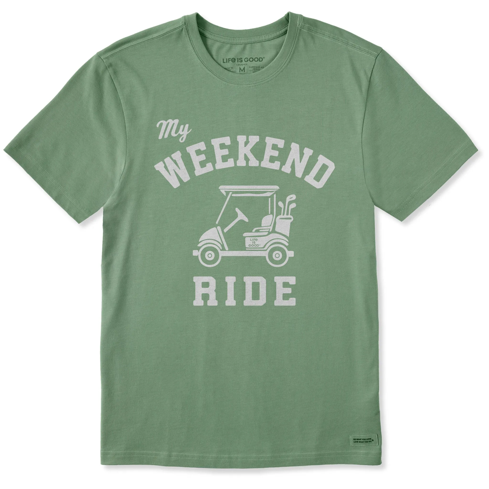 Men's Golf Cart My Weekend Ride Short Sleeve Crusher Tee sold by Life is Good