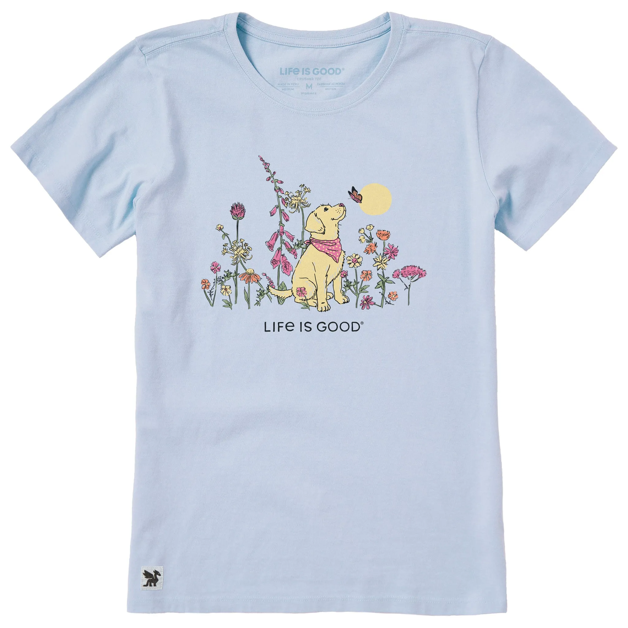 Women's Dog Among Wildflowers Short Sleeve Crusher-LITE Tee sold by Life is Good