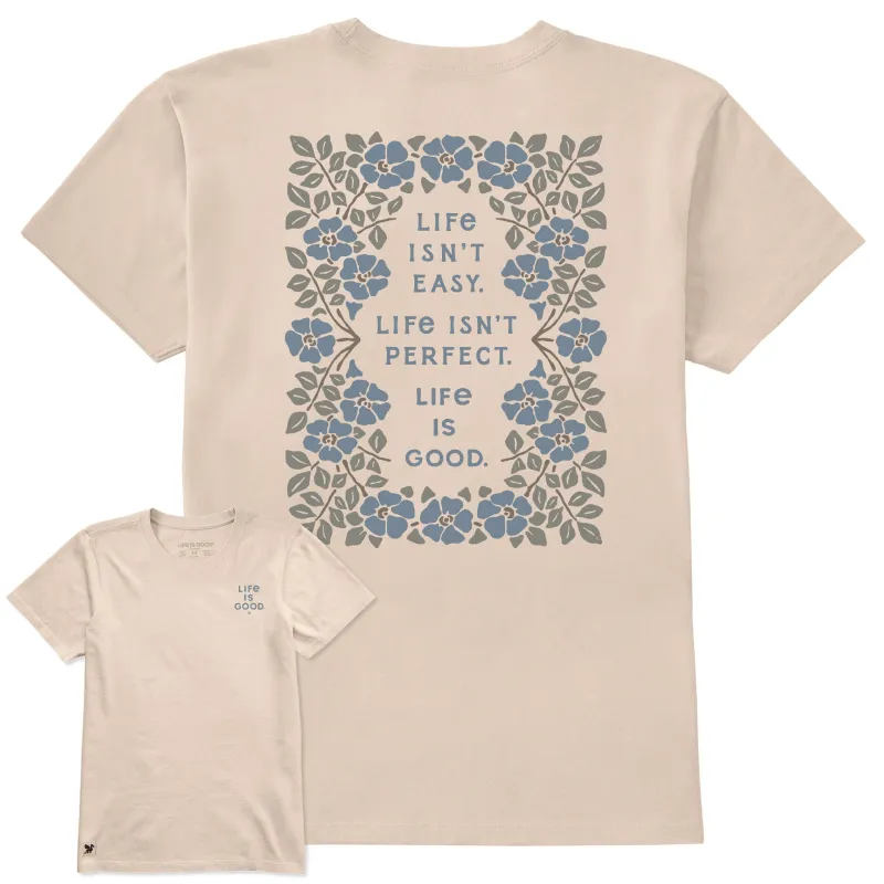 Women's Life Isn't Easy Floral Symmetry Short Sleeve Crusher-LITE Tee sold by Life is Good
