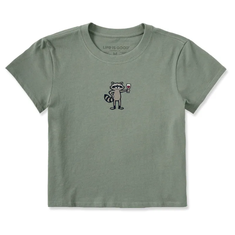 Women's Raccoon Wine Crusher-LITE Shrunken Tee made by Life is Good