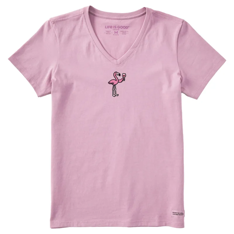 Women's Flamingo Wine Short Sleeve Crusher Vee sold by Life is Good