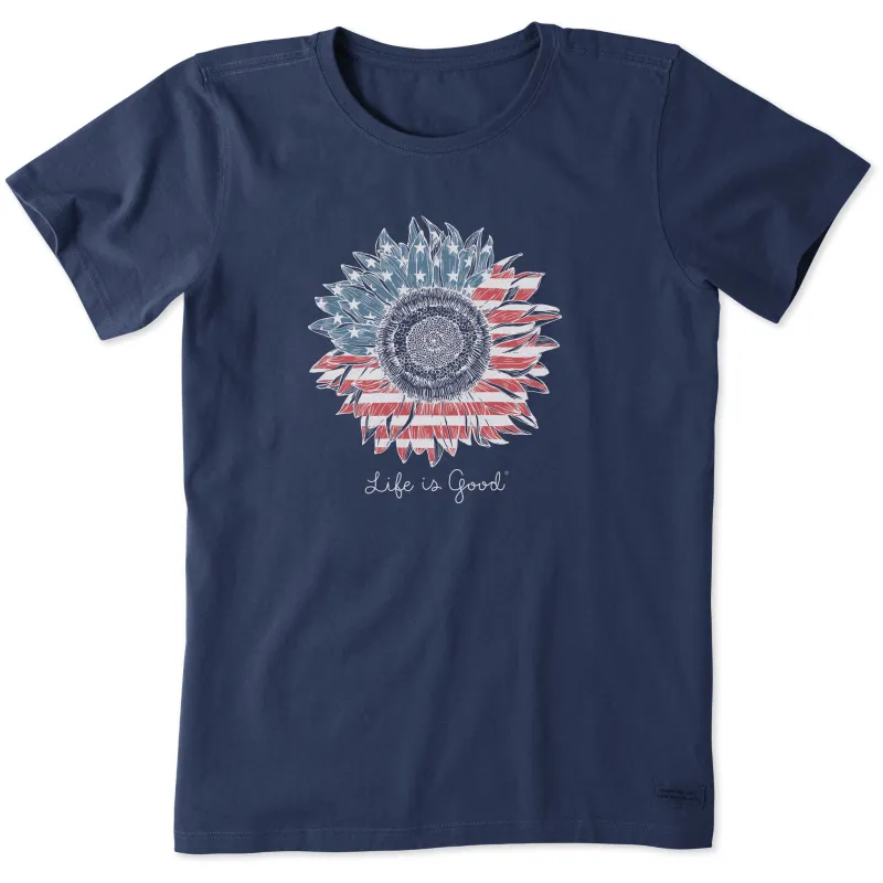 Women's American Sunflower Short Sleeve Crusher Tee sold by Life is Good