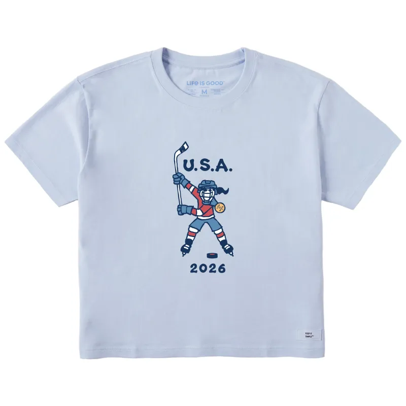 Women's Jackie Slap Shot 2026 Short Sleeve Crusher Boxy Tee sold by Life is Good