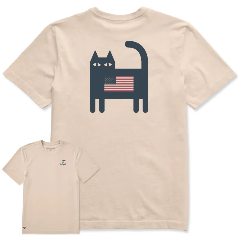 Men's Bert's Flag Cat Short Sleeve Crusher Tee sold by Life is Good