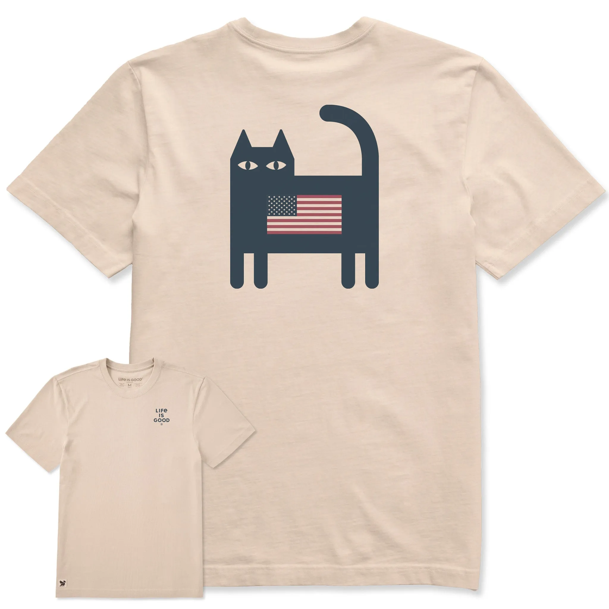 Men's Bert's Flag Cat Short Sleeve Crusher Tee sold by Life is Good
