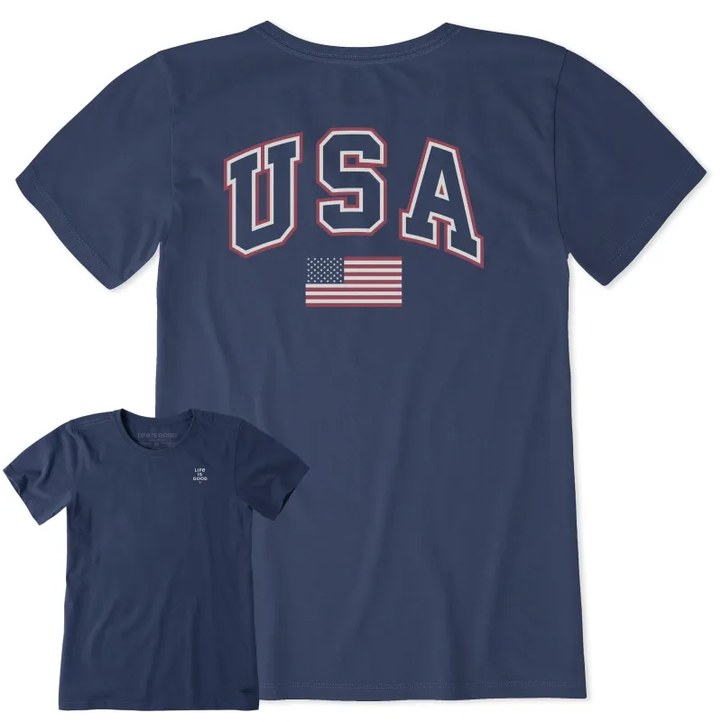 Women's USA Flag Arch Short Sleeve Crusher Tee sold by Life is Good
