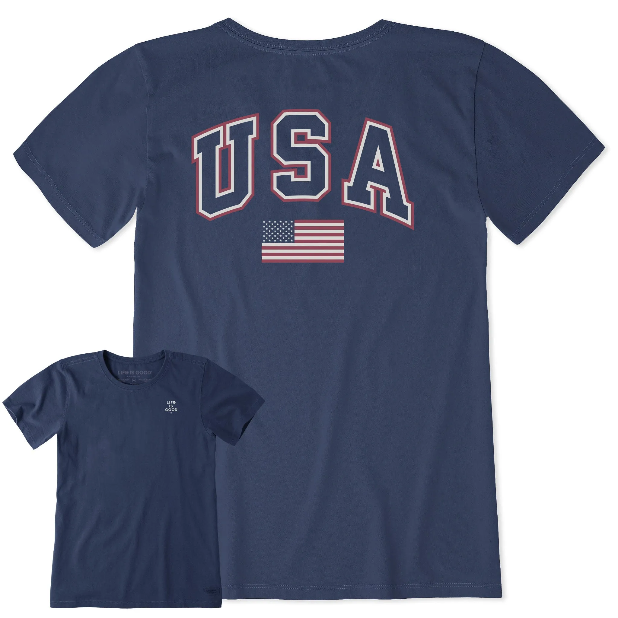 Women's USA Flag Arch Short Sleeve Crusher Tee sold by Life is Good