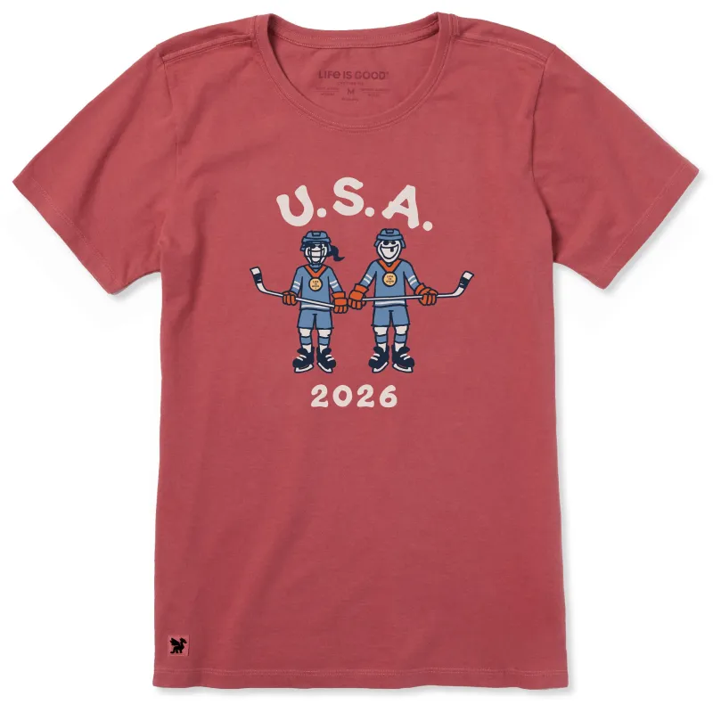 Women's Jake and Jackie Hockey Short Sleeve Crusher Tee sold by Life is Good